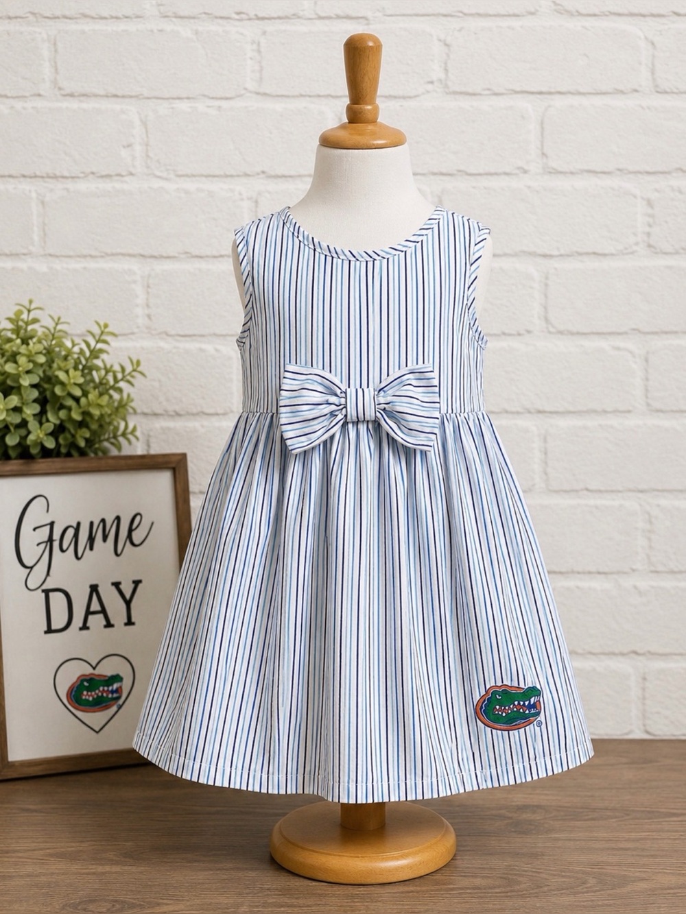 Florida Gators Girls Dress 3T Blue Stripe Bow Game Day Pro Edge NCAA Football